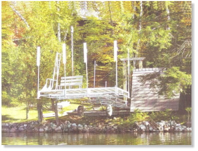 Rolling dock pulled out of a lake