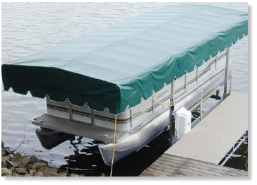 Boat Lift Cover on pontoon boat lift