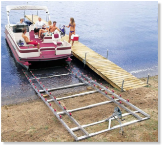 pontoon ramp on sandy beach