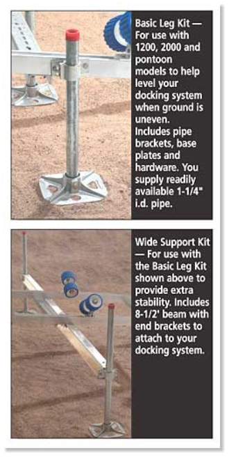 basic leg kit and wide support kit descriptions