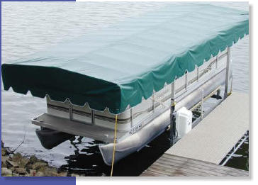 Boat Lift Cover on pontoon boat lift